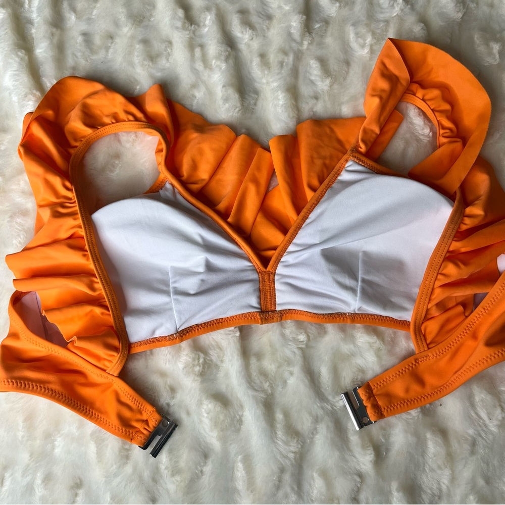 Orange Ruffle Bikini Top - Picture 4 of 6
